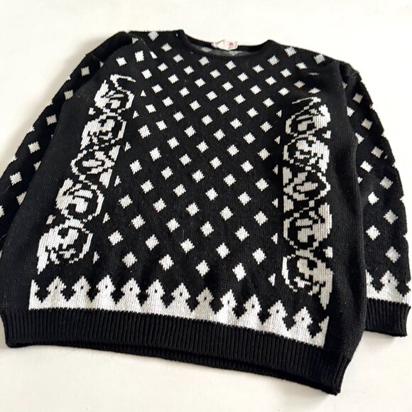 Vintage Universal, Sweater / Lattice Pattern / Black & White - Picture 3 of 3